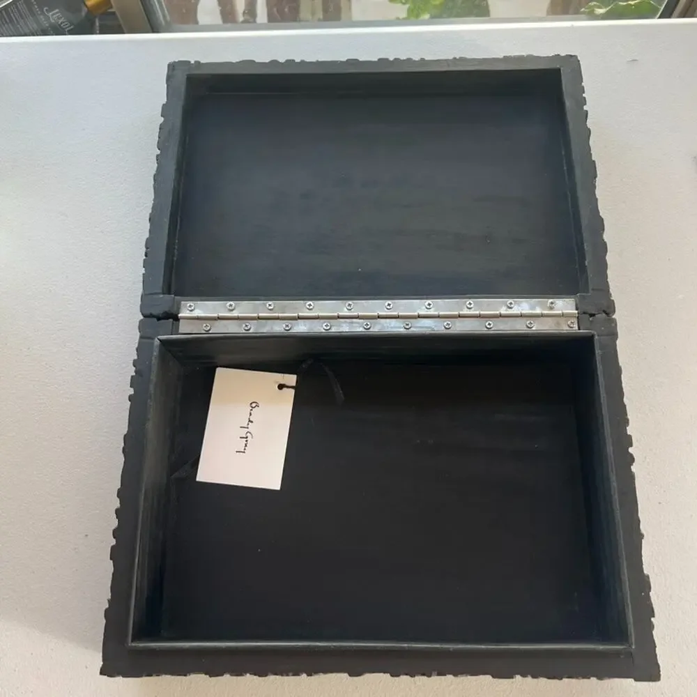 Dentwood Decorative Wooden Box Mango Weathered Black Medium Textured Brady Gray